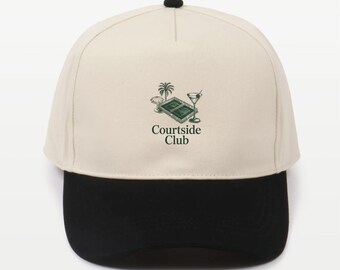 Courtside Club Pickleball Hat | Vintage Tennis Hat | Two-Tone Baseball Cap | Country Club Aesthetic Hat
