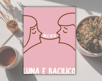 Restaurant Cafe Menu Template Canva, Pink Romantic Restaurant Design (Digital Download)