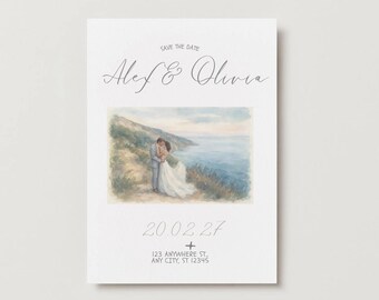 Watercolor Wedding Venue Save the Date Template (Digital Download)
