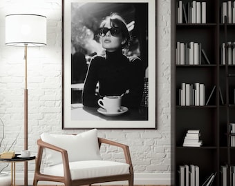 Vintage woman portrait print, modern abstract female fashion art, digital download