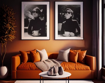 Vintage woman portrait prints, modern abstract female fashion art, digital download