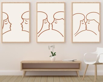 Minimal Abstract Line Art Print, Neutral Figure Wall Art (Digital Download)