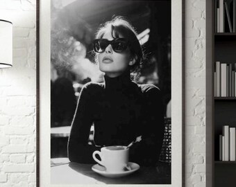 Vintage woman portrait prints, modern abstract female fashion art, digital download