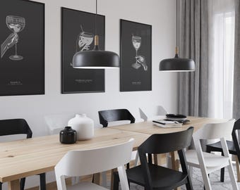 Láminas de cócteles / Decoración minimalista para carrito de bar (descarga digital)