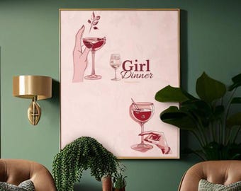 Paquete de impresiones para cena de niñas, decoración para fiesta de vino (descarga digital)