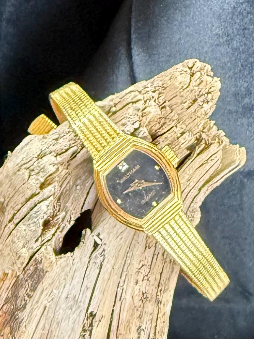 Vintage and Very Unusual Piano Shape face Waltham Diamond  Watch Vintage 1980s Waltham Diamond Ladies Watch: Gold Octagon  main image 3