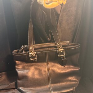 Vintage 2000s Coach Hamptons Black Leather Tote