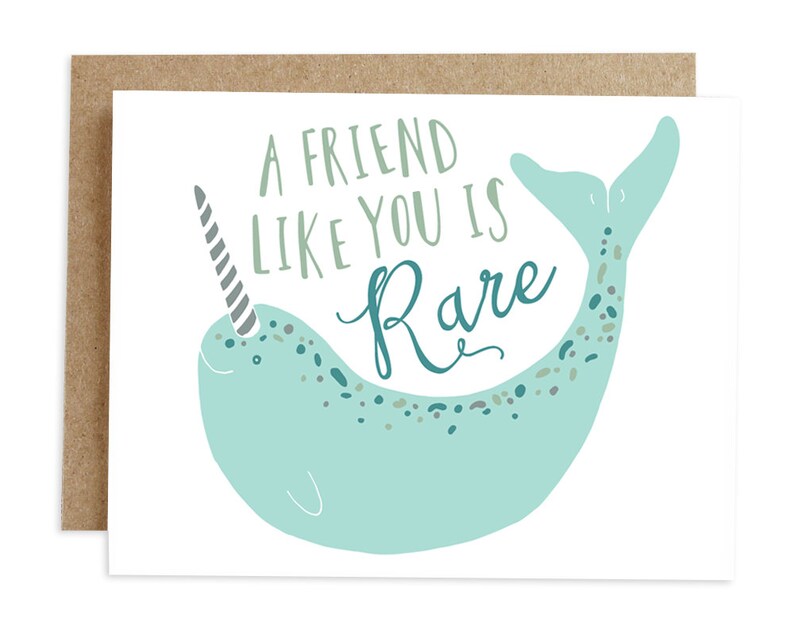 Friendship Card Best Friend Card Card For Friend Narwhal image 0