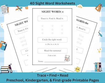 40 Sight Word Worksheets | Trace, Find, Read Activities (PDF Download)