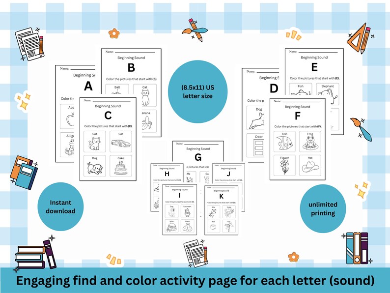 Beginning Sounds Worksheets A-Z | Phonics Printable Activity (PDF ...