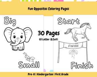 Opposites Worksheets for Kids Printable | Preschool & Kindergarten Learning | Color Opposites Workbook | PreK Homeschool Activity PDF