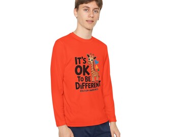 It's OK To Be Different Youth Long Sleeve Tee | Positive Quote, Inclusive Kids Shirt