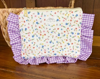 Handgemaakt gewatteerd make-upzakje | Cosmeticazakje met gegolfde ritssluiting