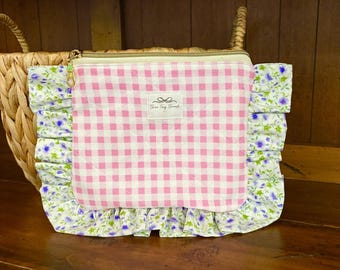 Handgemaakt gewatteerd make-upzakje | Cosmeticazakje met gegolfde ritssluiting