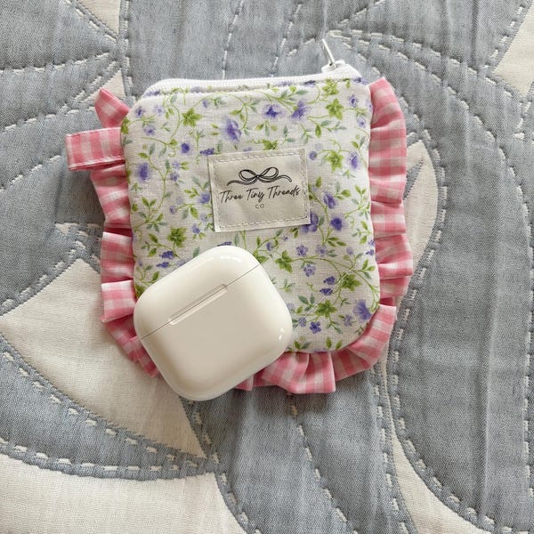 Llavero con soporte para Airpods / Estuche acolchado / Estuche con cremallera con volantes / Joyas / Para niñas