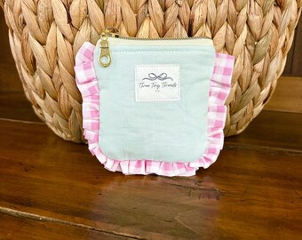 Airpod-houder sleutelhanger | Gewatteerd zakje | Etui met rits en ruches | Sieraden | Girly