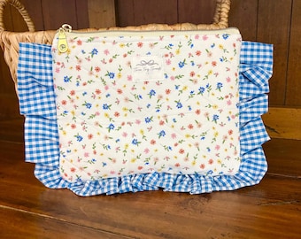 Handgemaakt gewatteerd make-upzakje | Cosmeticazakje met gegolfde ritssluiting