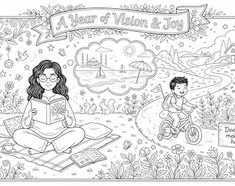 Personalized 2026 Vision Board Coloring Page | Digital Download | Instant Print & Color