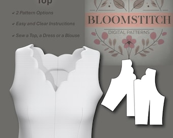 Scalloped Edge Top / Dress Foundation  PDF Patten, Sizes XS - 4XL