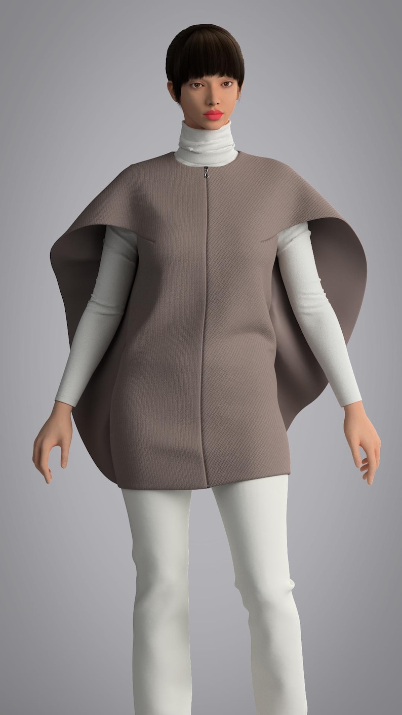 Structured Cape Pattern Luma Cape PDF Sewing Pattern – Structured Cape Jacket, Modern Overlay ...