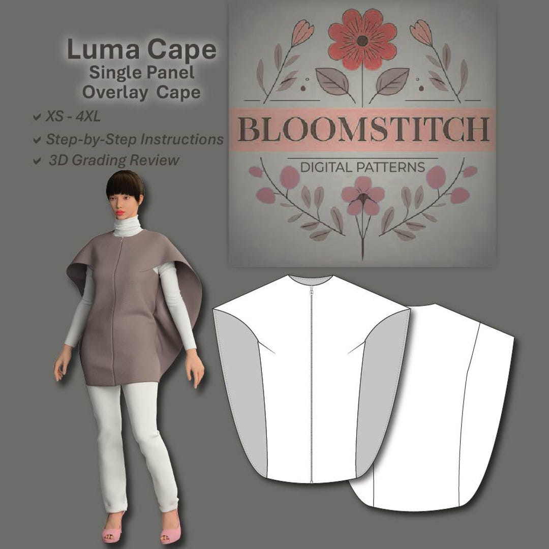 Structured Cape Pattern Luma Cape PDF Sewing Pattern – Structured Cape Jacket, Modern Overlay ...