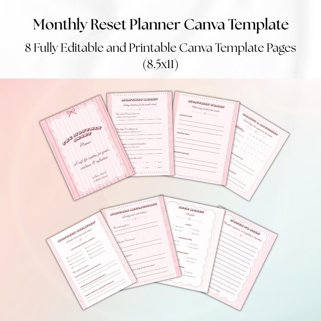 Monthly Reset Planner Printable | Soft Life Digital Planner | Romantic ...