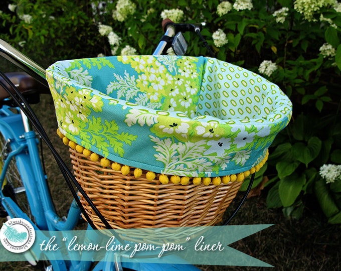 Lemonlime Pompom Bike Basket Liner Etsy
