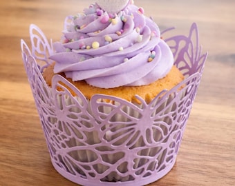 Purple Butterfly Cupcake Wrappers – Elegant Party Decorations, Baby Shower, Wedding