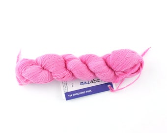 Malabrigo Lace Shocking Pink, Lace Weight Merino Wool Knitting Yarn, pink, #184