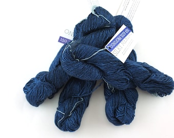 Malabrigo Silky Merino in color Azul Profundo, DK Weight Silk and Merino Wool Knitting Yarn, deep ultramarine blue, #150