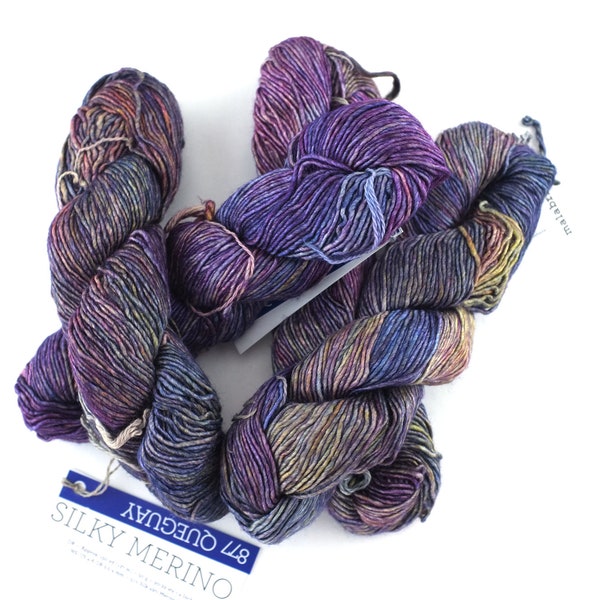 Malabrigo Silky Merino in color Queguay, DK Weight Silk and Merino Wool Knitting Yarn, soft purples, #877