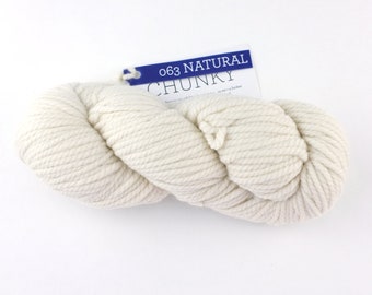 Malabrigo Chunky in color Natural, Bulky Weight Merino Wool Knitting Yarn, off white, #063