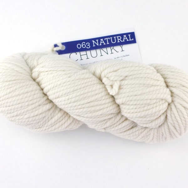 Malabrigo Chunky in color Natural, Bulky Weight Merino Wool Knitting Yarn, off white, #063