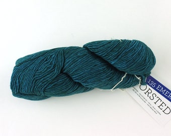 Malabrigo Worsted in color Emerald, #135, Merino Wool Aran Weight Knitting Yarn, teal green