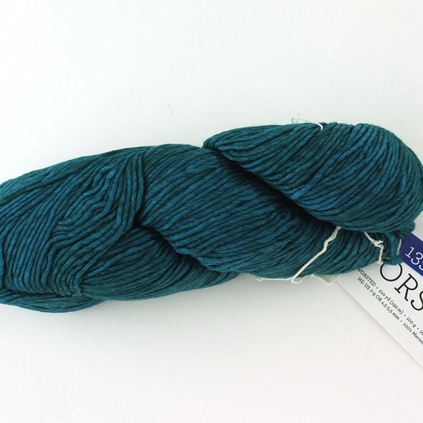 Malabrigo Worsted in color Emerald, #135, Merino Wool Aran Weight Knitting Yarn, teal green