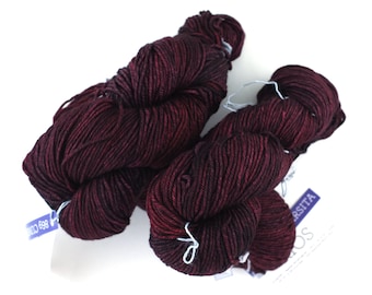 Malabrigo Rios in color Cumparsita, Merino Wool Worsted Weight Superwash, Knitting Yarn, dark reds, #869