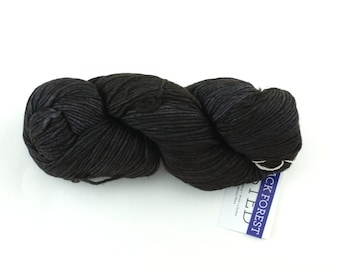 Malabrigo Worsted in color Black Forest, #179, Merino Wool Aran Weight Knitting Yarn, off-black