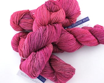 Malabrigo Rios in color English Rose, Merino Wool Worsted Weight Superwash Knitting Yarn, fabulous pinks, #057