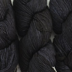 Malabrigo Worsted in color Black Forest, 179, Merino Wool Aran Weight Knitting Yarn, off-black image 2