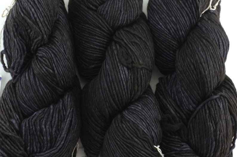 Malabrigo Worsted in color Black Forest, 179, Merino Wool Aran Weight Knitting Yarn, off-black image 2