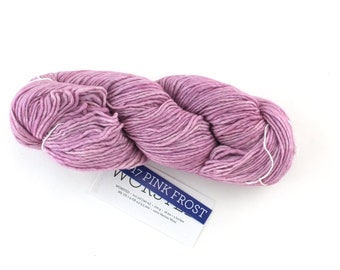 Malabrigo Worsted in color Pink Frost, #017, Merino Wool Aran Weight Knitting Yarn, lilac pink