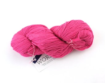 Malabrigo Worsted in color Shocking Pink, #184, Merino Wool Aran Weight Knitting Yarn, bright pink