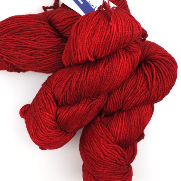 Malabrigo Rios Ravelry Red, Merino Wool Worsted Weight Knitting Yarn, pure red, #611