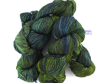 Malabrigo Rios in color Hojas, Merino Wool Worsted Weight Knitting Yarn, leafy greens, #880