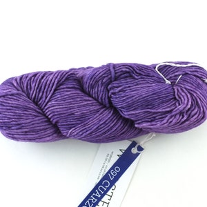 Malabrigo Worsted in color Cuarzo, #097, Merino Wool Aran Weight Knitting Yarn, purple