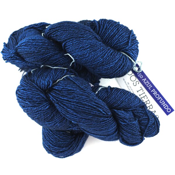 Malabrigo Dos Tierras in color Azul Profundo, DK Weight Alpaca and Merino Wool Knitting Yarn, deep blues, #150