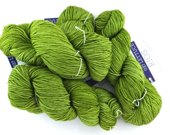 Malabrigo Rios yarn, color Lettuce, bright lettuce green, #037, superwash knitting yarn worsted weight