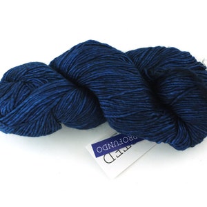 Malabrigo Worsted in color Azul Profundo, #150, Merino Wool Aran Weight Knitting Yarn, deep blue