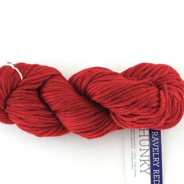 Malabrigo Chunky in color Ravelry Red, Bulky Weight Merino Wool Knitting Yarn, bright red, #611