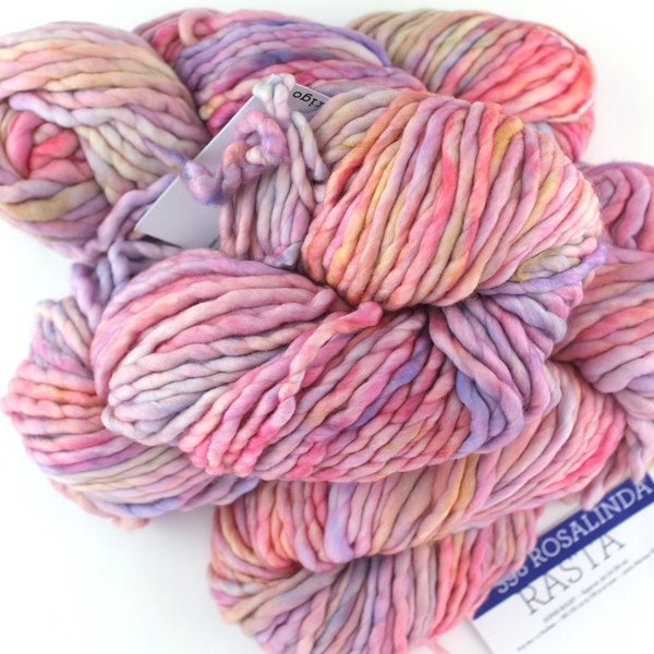 Malabrigo Rasta in color Rosalinda, Super Bulky Merino Wool Knitting Yarn, pastel pinks, peaches, #398